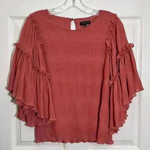 1. STATE Ruffle Flounce 3/4 sleeve Coral Peach Top | size XS